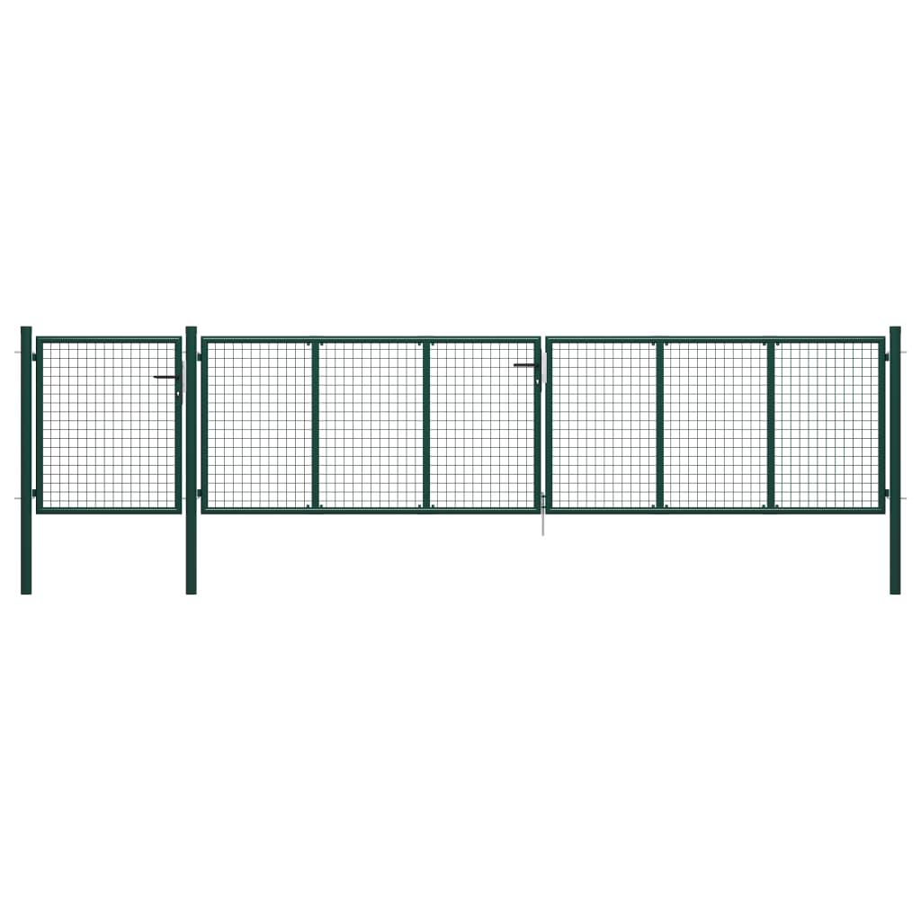 vidaXL Záhradná brána, oceľ 500x100 cm, zelená