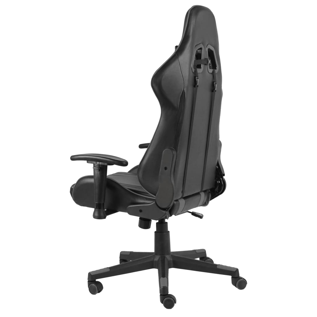 vidaXL Otočná herná stolička sivá PVC