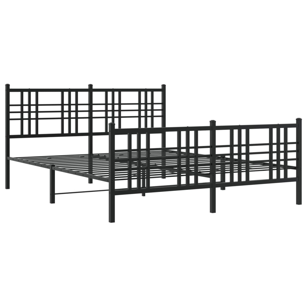 vidaXL Kovový rám postele s čelom a podnožkou čierny 150x200 cm