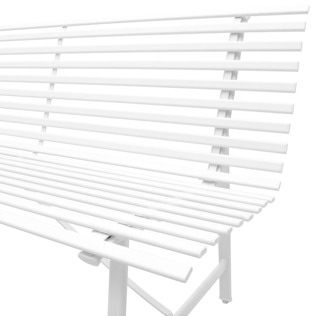 vidaXL Záhradná lavička 150 cm, oceľ, biela