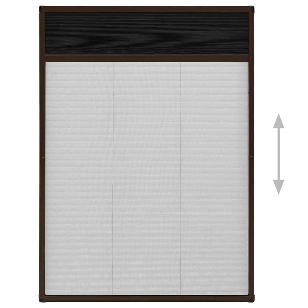 vidaXL Plisovaná okenná sieťka proti hmyzu, hliník, hnedá 80x120 cm