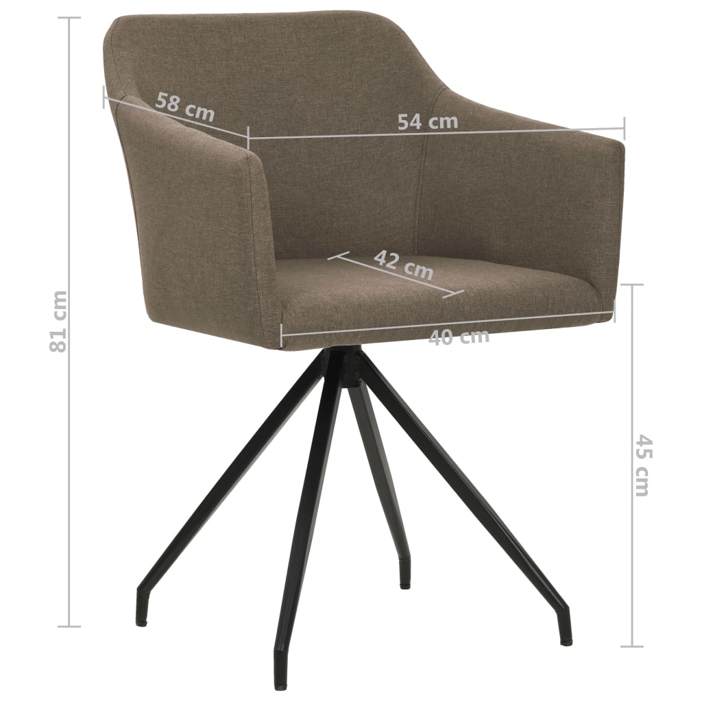 vidaXL Otočné jedálenské stoličky 2 ks sivohnedé látkové