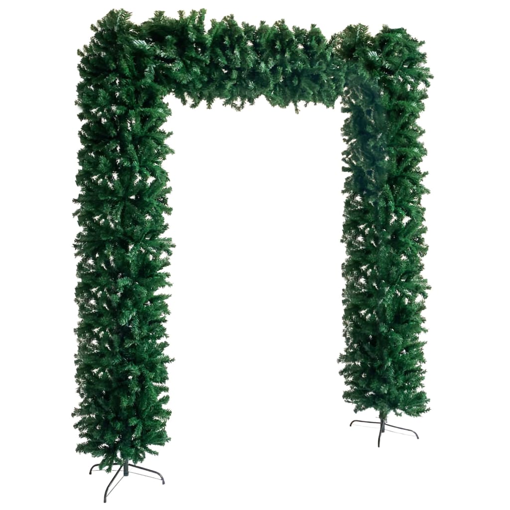 vidaXL Vianočný oblúk s LED a súpravou gulí 240 cm zelený