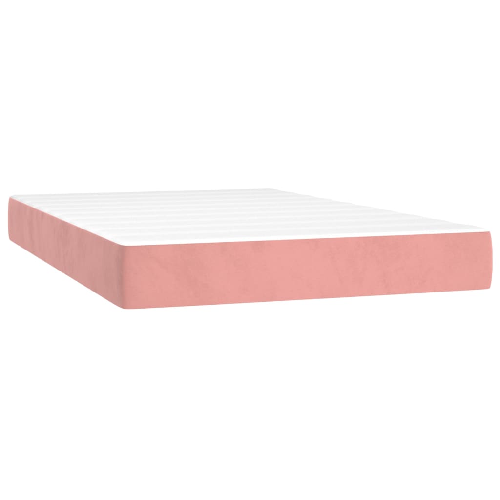 vidaXL Posteľný rám boxsping s matracom a LED ružový 120x200 cm zamat