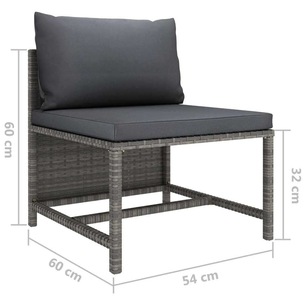 vidaXL 3-dielna záhradná sedacia súprava s podložkami polyratan sivá