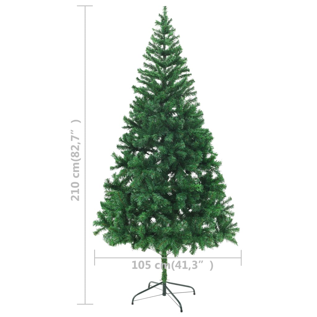 vidaXL Osvetlený umelý vianočný stromček 210 cm, 910 vetvičiek