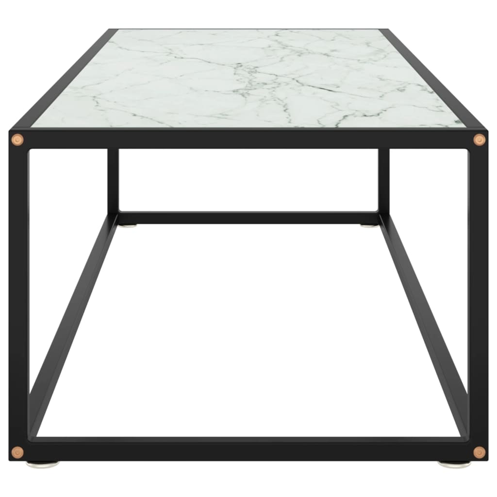 vidaXL Konferenčný stolík, čierny, biele mramorové sklo 120x50x35 cm