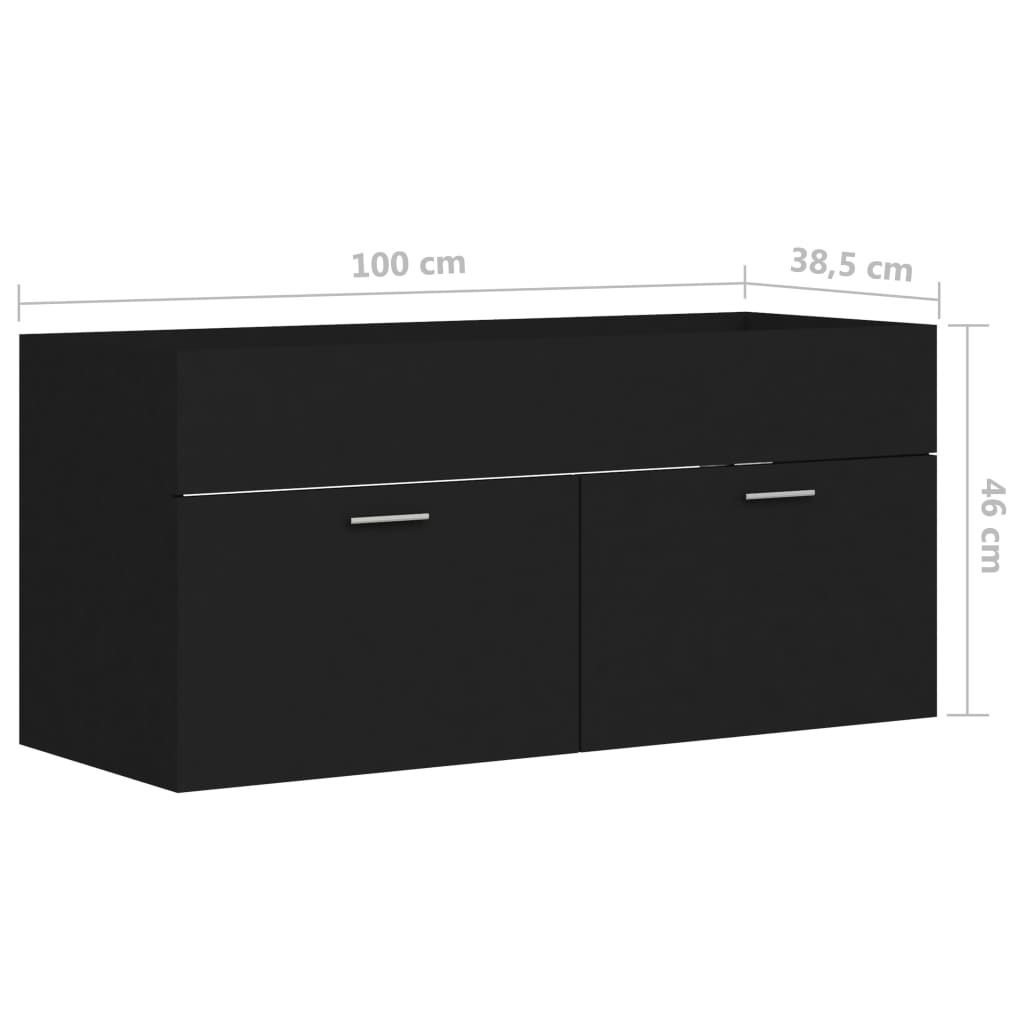 vidaXL Skrinka pod umývadlo čierna 100x38,5x46 cm drevotrieska