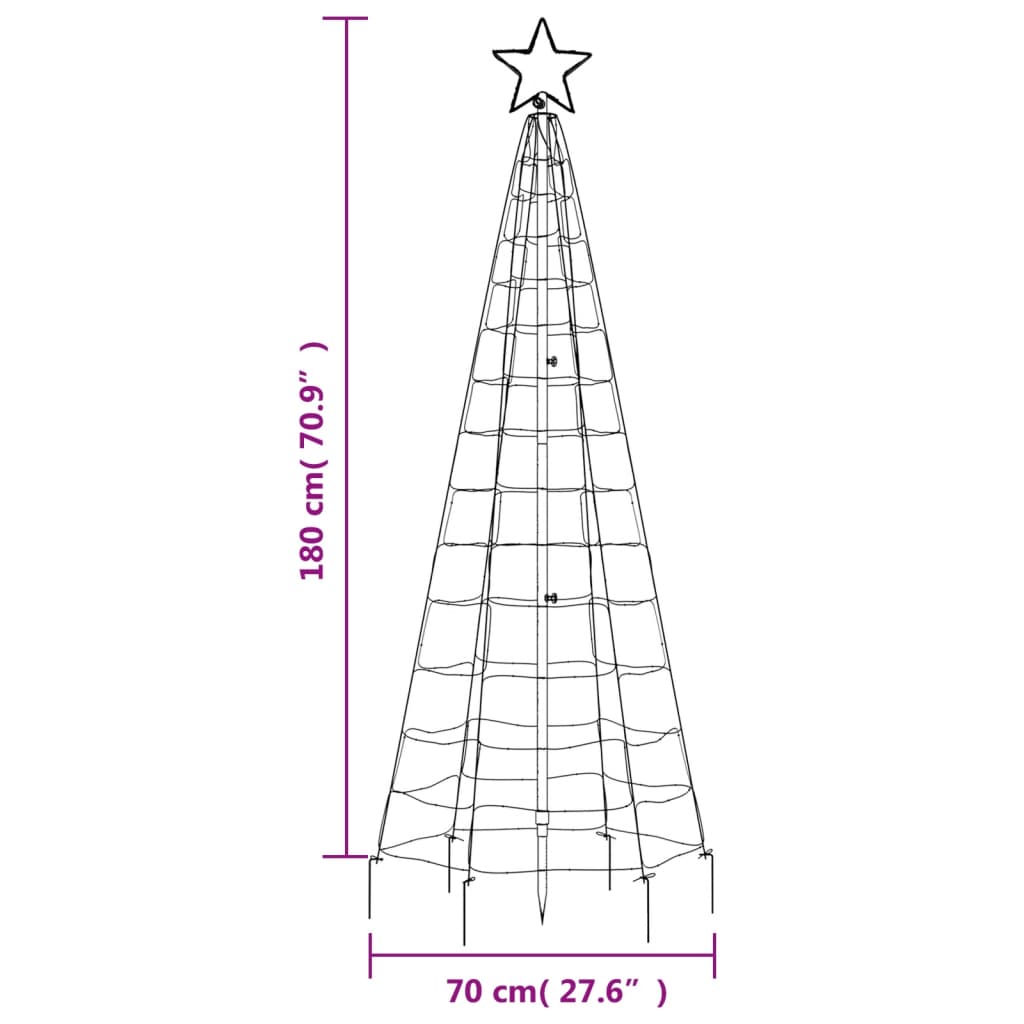 vidaXL Sveto na vianočný stromček s hrotmi 220 LED teplé biele 180 cm