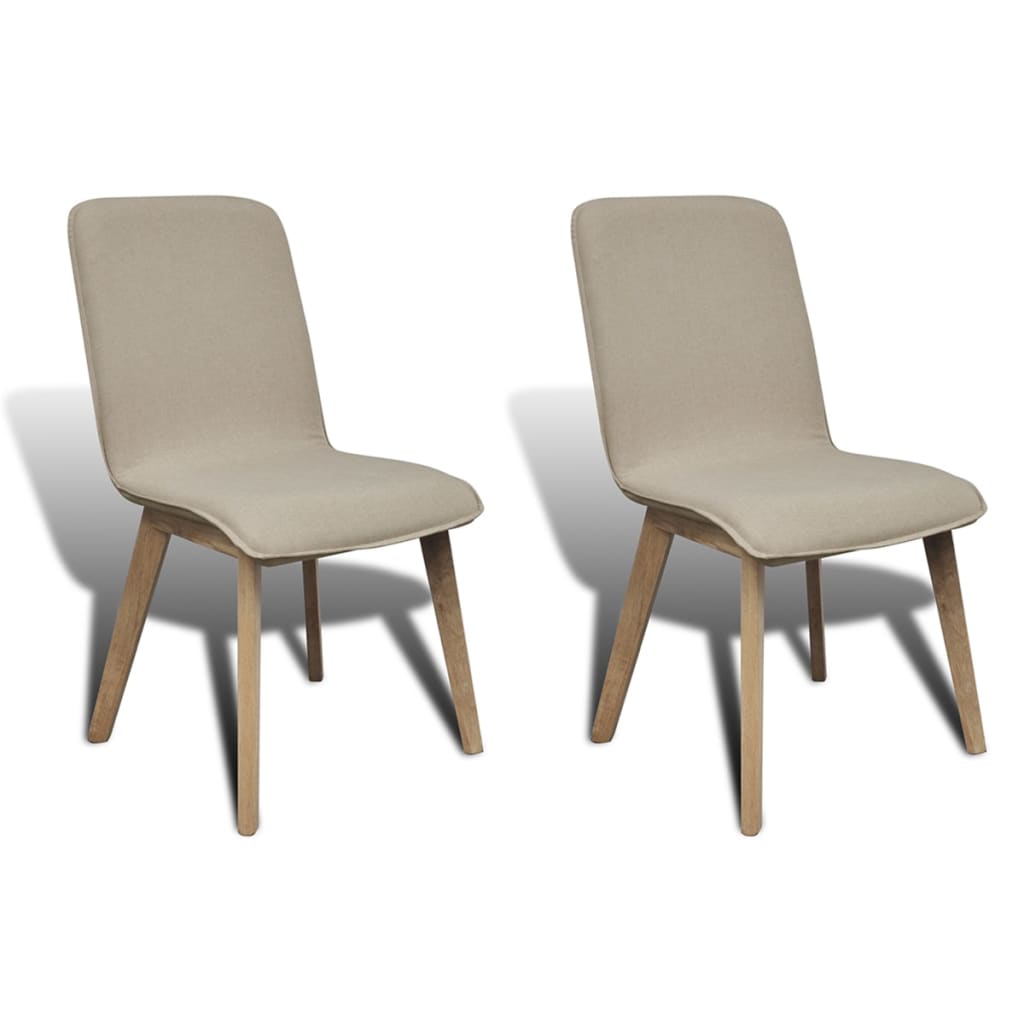 vidaXL Jedálenské stoličky 2 ks, béžové, látka a dubový masív