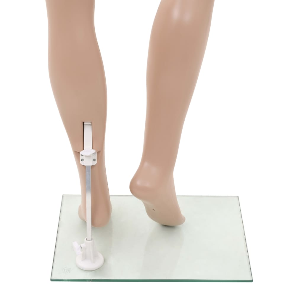 vidaXL Sexy dámska figurína so skleneným podstavcom, béžová 180 cm