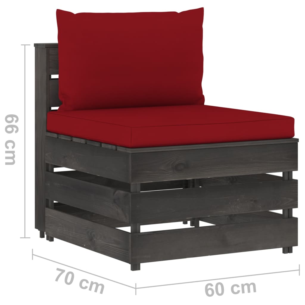 vidaXL 4-dielna sedacia súprava s podložkami, sivá, impregnované drevo