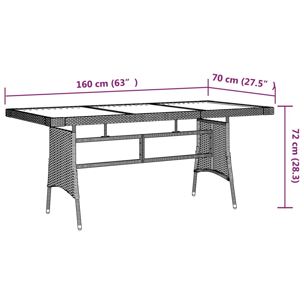 vidaXL Záhradný stôl sivý 160x70x72 cm polyratan a akáciový masív