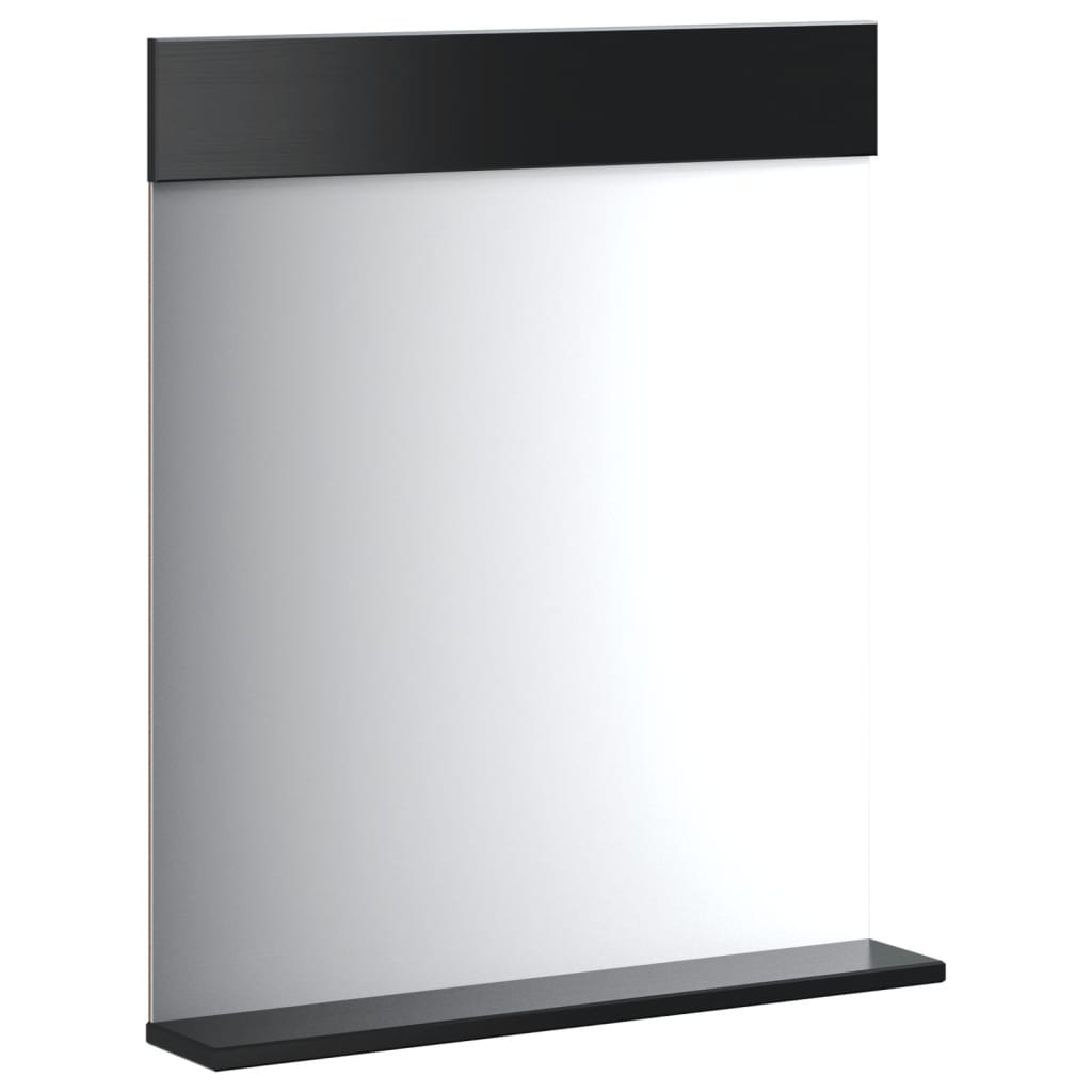 vidaXL Kúpeľňové zrkadlo s poličkou BERG crne 60x12x70 cm masív