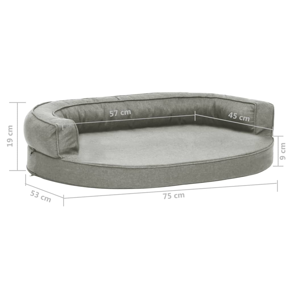 vidaXL Ergonomický matrac pre psa 75x53 cm ľanový vzhľad šedý