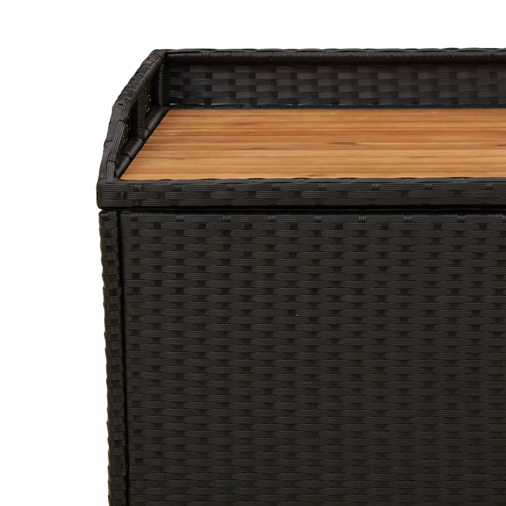 vidaXL Úložná lavica čierna 100x50x52 cm polyratan a akáciové drevo