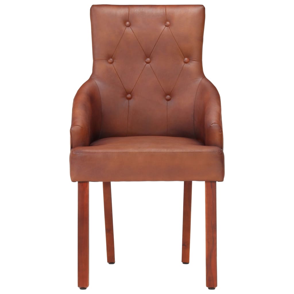 vidaXL Jedálenské stoličky 4 ks, hnedé, pravá kozia koža