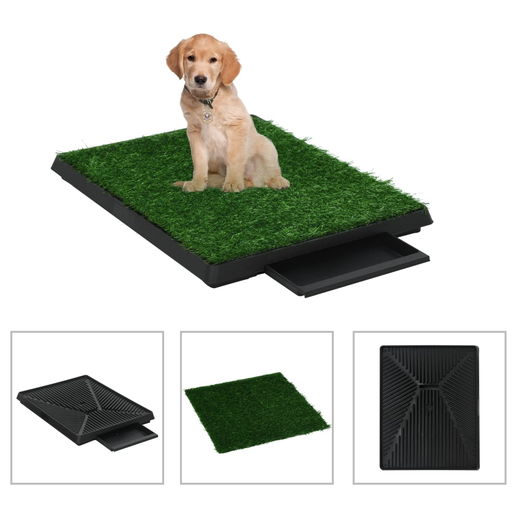 vidaXL Toaleta pre psy s nádobou a umelou trávou, zelená 63x50x7 cm WC
