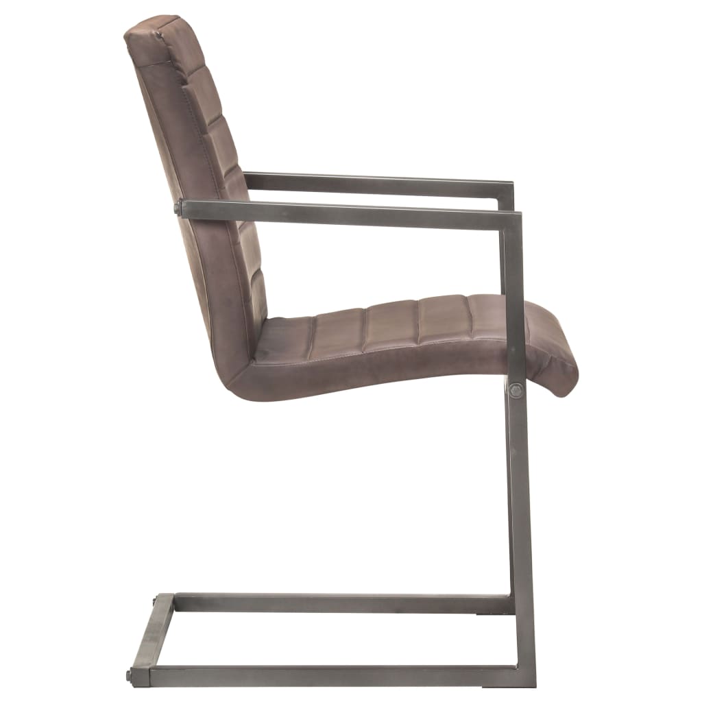 vidaXL Jedálenské stoličky, perová kostra 4 ks, hnedé, pravá koža