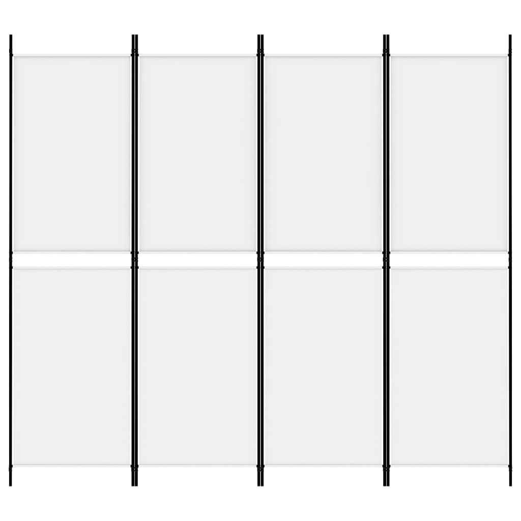 vidaXL 4-panelový paraván biely 200x180 cm látka