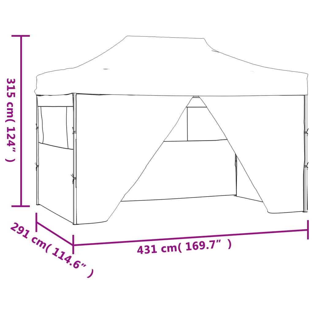 vidaXL Skladací párty stan so 4 stenami 3x4,5 m, biely