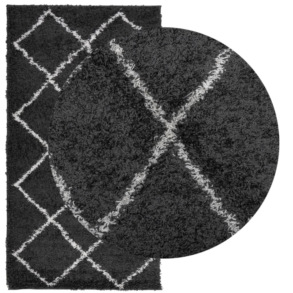 vidaXL Shaggy koberec PAMPLONA, vysoký vlas, čierno krémový 60x110 cm