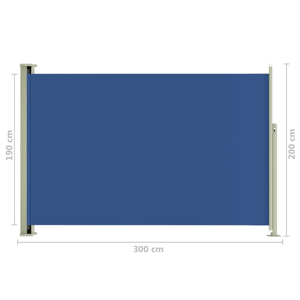vidaXL Zaťahovacia bočná markíza na terasu 200x300 cm modrá