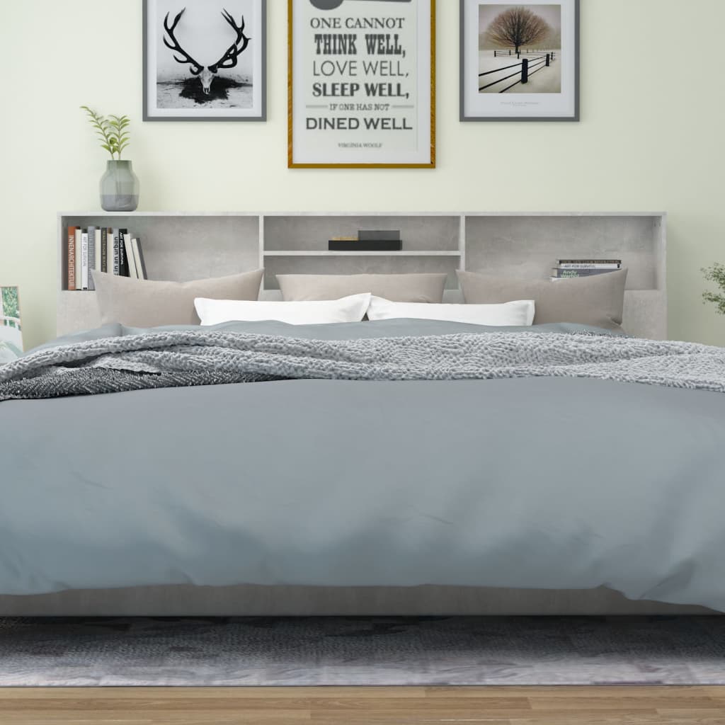 vidaXL Čelo postele so skrinkou betónovo sivé 220x19x103,5 cm