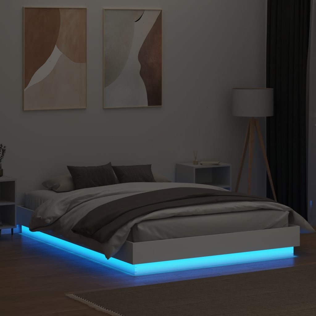 vidaXL Rám postele s LED svetlami biely 120x200 cm