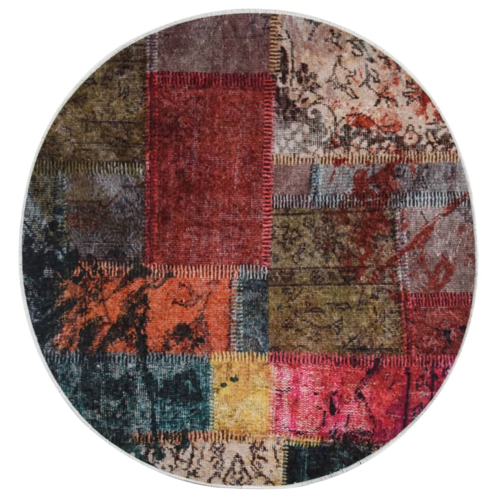 vidaXL Prateľný koberec patchwork φ120 cm viacfarebný protišmykový