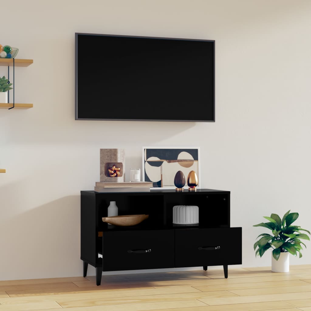 vidaXL TV skrinka čierna 80x36x50 cm spracované drevo