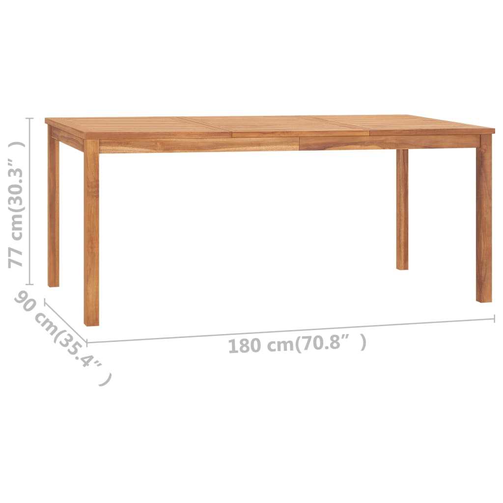 vidaXL Záhradný jedálenský stôl 180x90x77 cm teakový masív