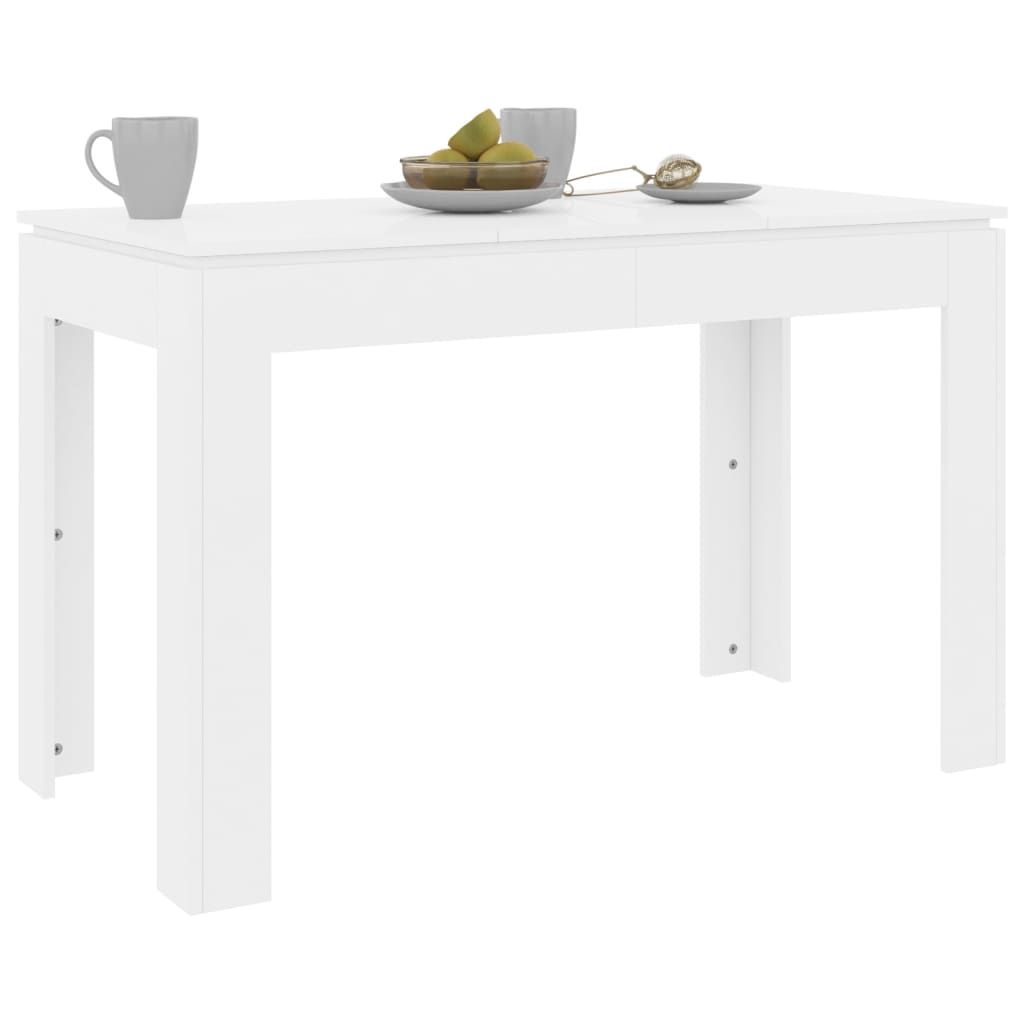 vidaXL Jedálenský stôl, lesklý biely 120x60x76 cm, drevotrieska