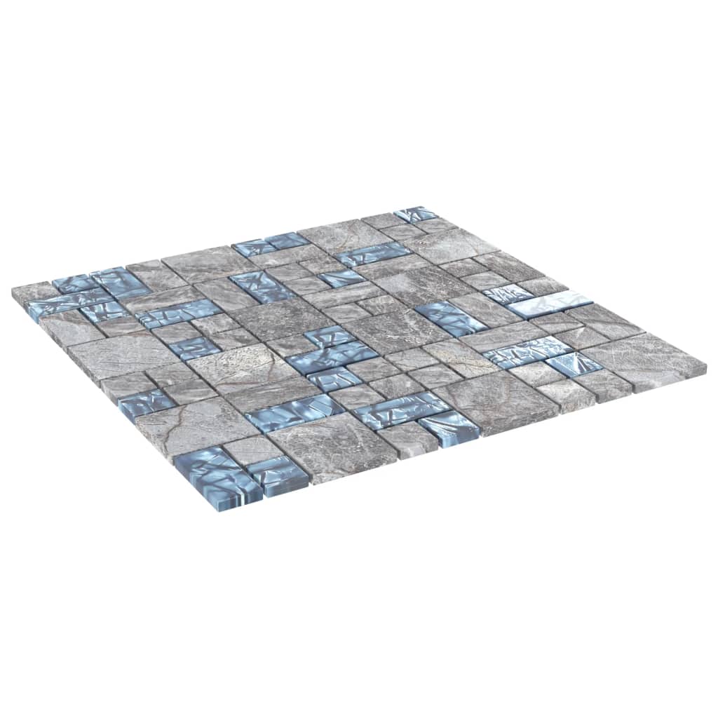 vidaXL Mozaikové dlaždice 22 ks, sivo modré 30x30 cm, sklo