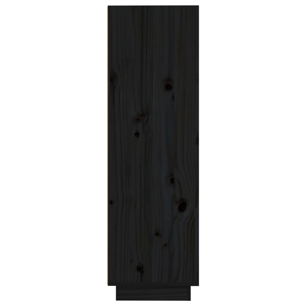vidaXL Komoda čierna 37x34x110 cm masívna borovica