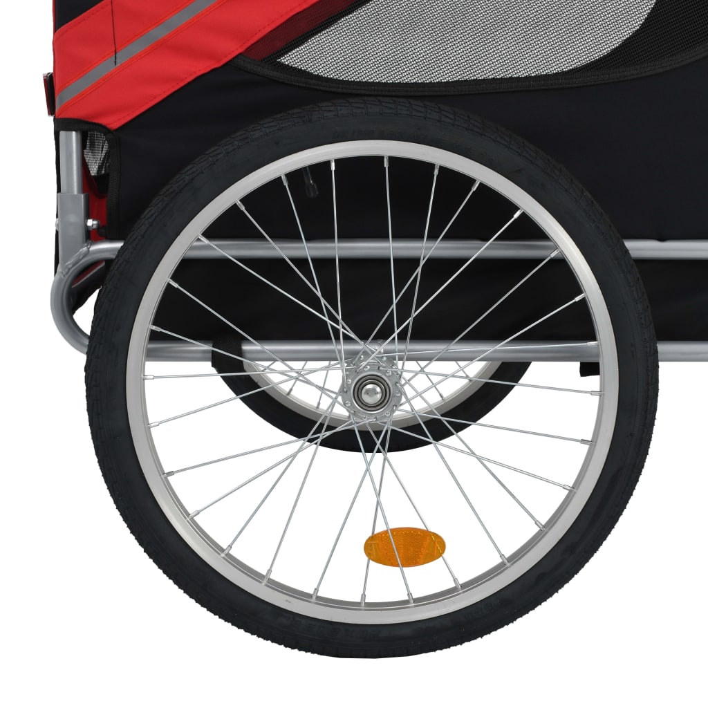 vidaXL Vozík za bicykel pre psa, červeno čierny