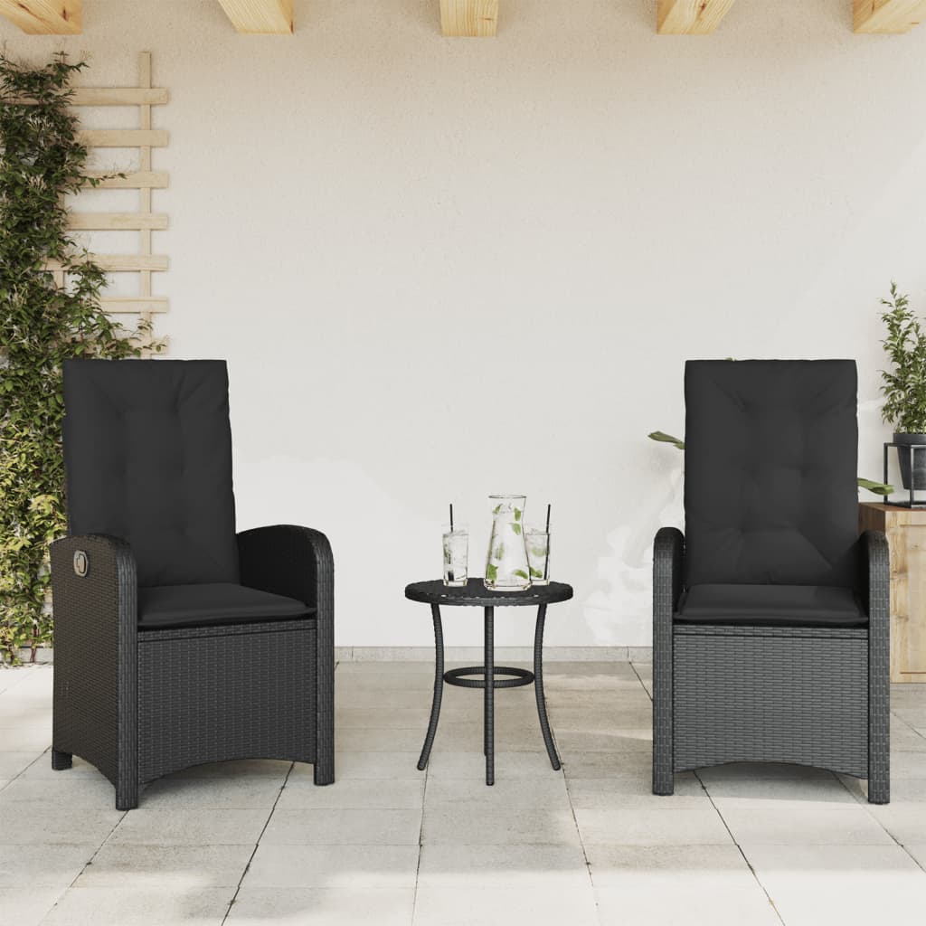 vidaXL Sklápacie záhradné stoličky 2 ks s vankúšmi čierne polyratan