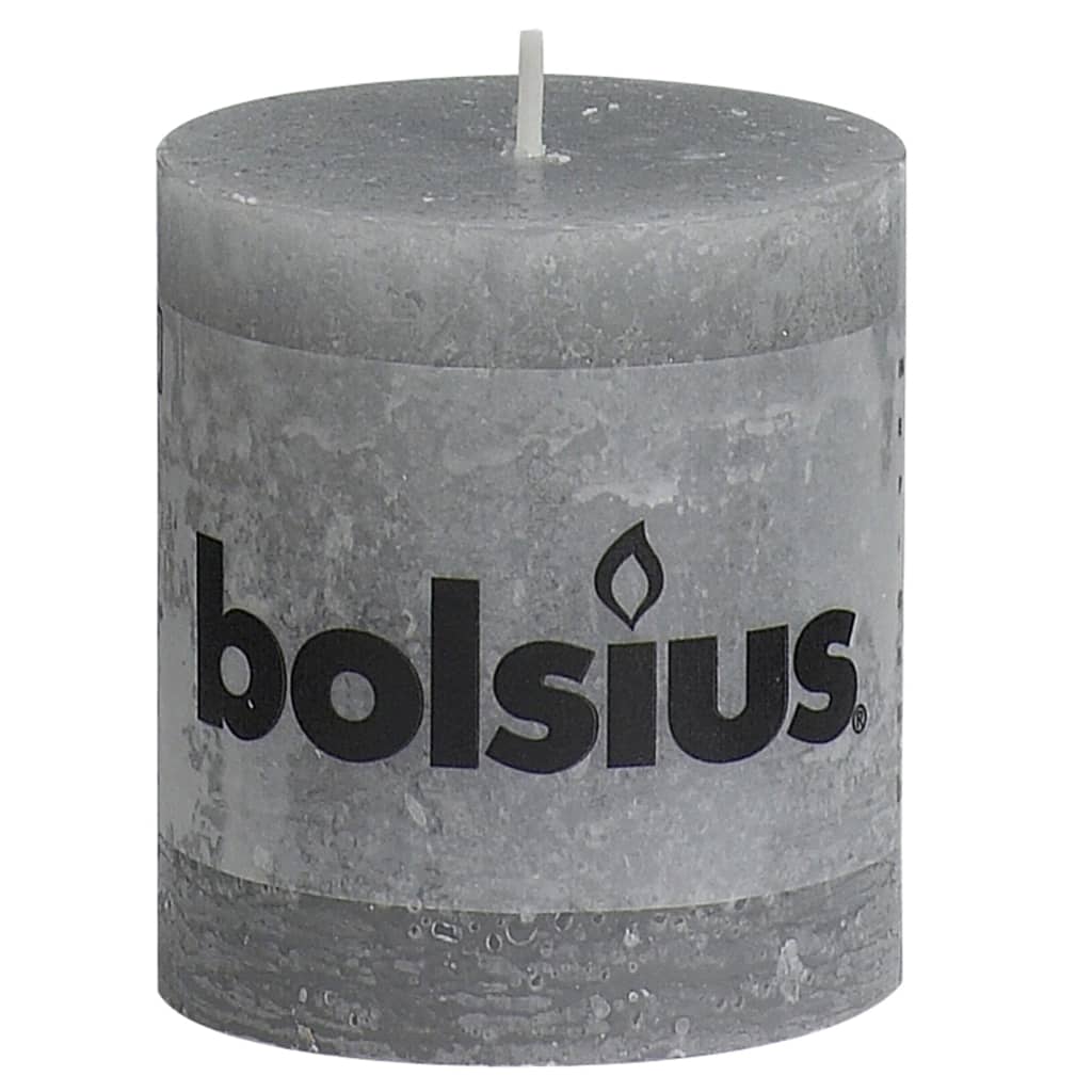 Bolsius Rustikálne valcové sviečky 6 ks 80x68 mm, svetlosivé