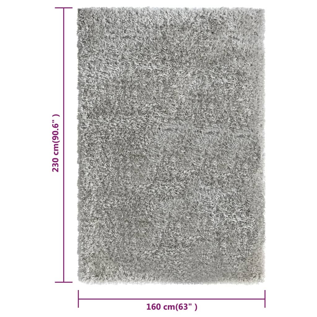 vidaXL Chlaptý koberec s vysokým vlasom sivý 160x230 cm 50 mm