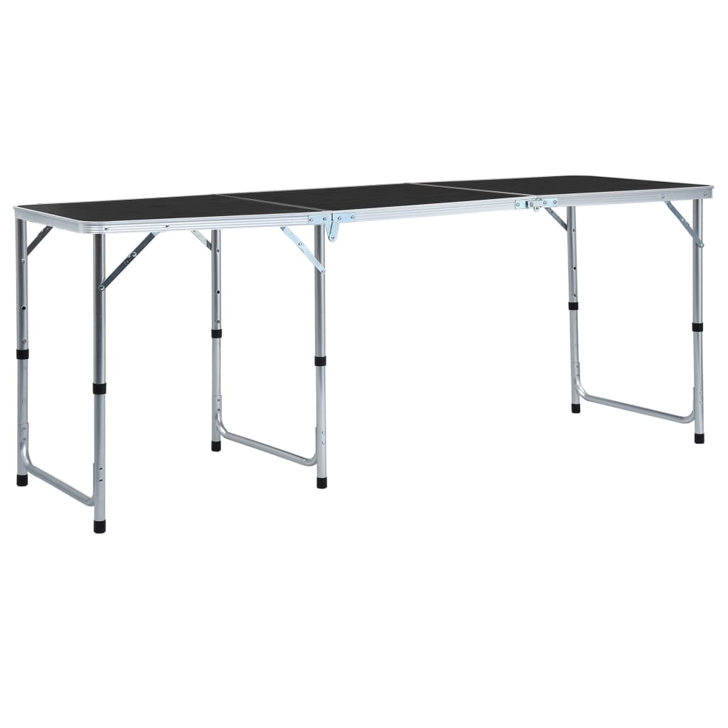 vidaXL Skladací kempingový stôl sivý 180x60 cm hliníkový