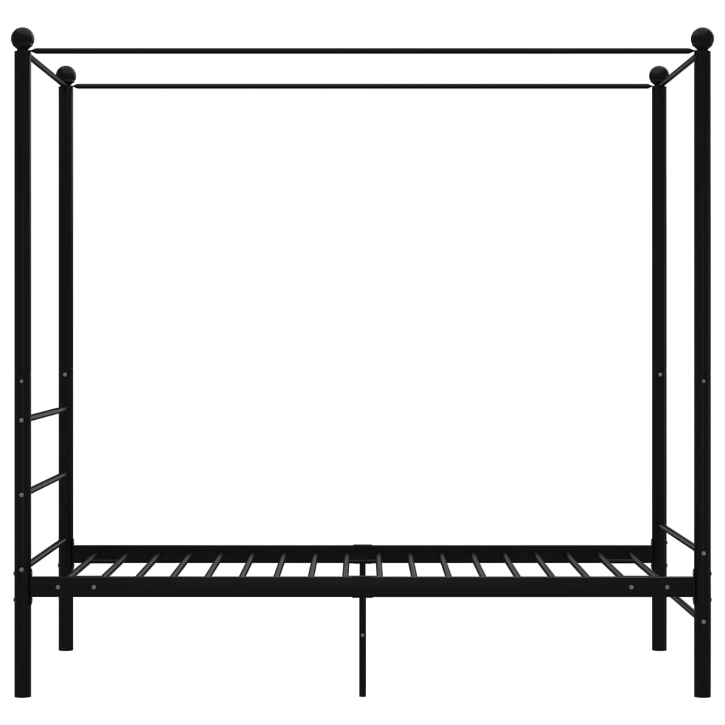vidaXL Posteľný rám s baldachýnom čierny kov 90x200 cm