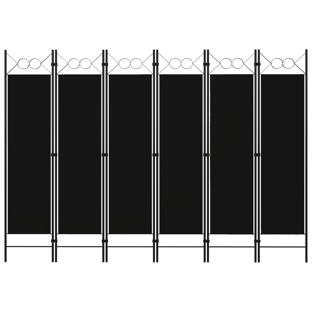 vidaXL Paraván so 6 panelmi, čierny 240x180 cm