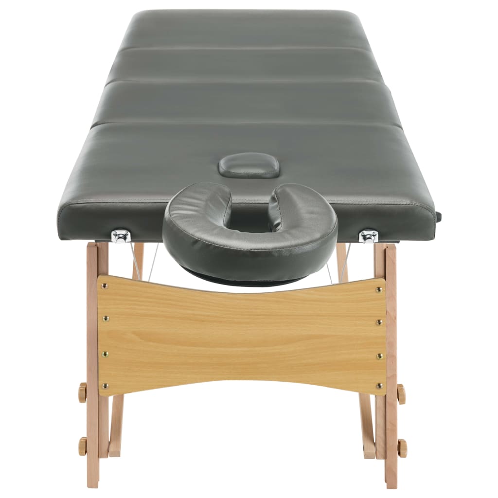vidaXL Masážny stôl, 4 zóny, drevený rám, antracitový 186x68 cm