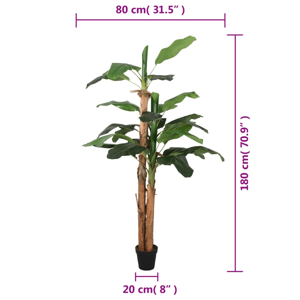 vidaXL Umelý banánový strom 19 listov 180 cm zelený