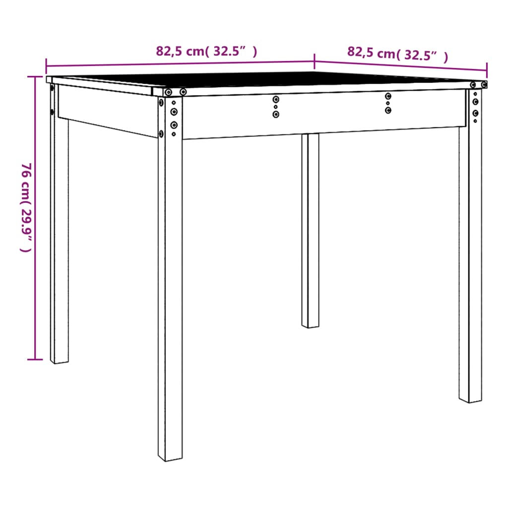 vidaXL Záhradný stolík 82,5x82,5x76 cm borovicový masív
