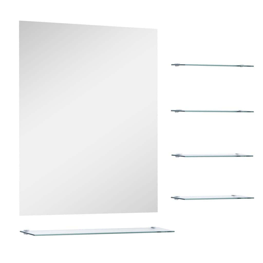 vidaXL Nástenné zrkadlo s 5 poličkami, strieborné 50x60 cm