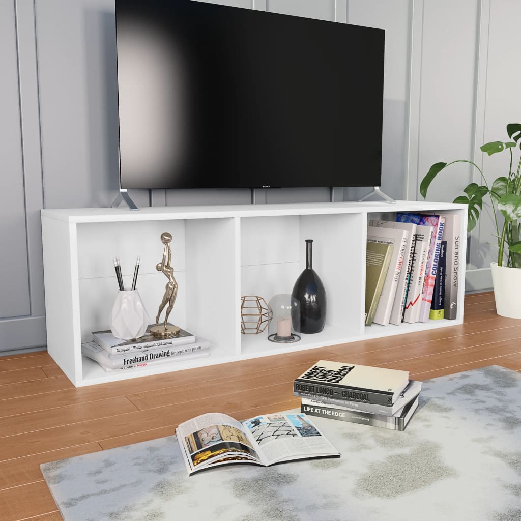 vidaXL Knižnica/TV skrinka, biela 36x30x114 cm, kompozitné drevo