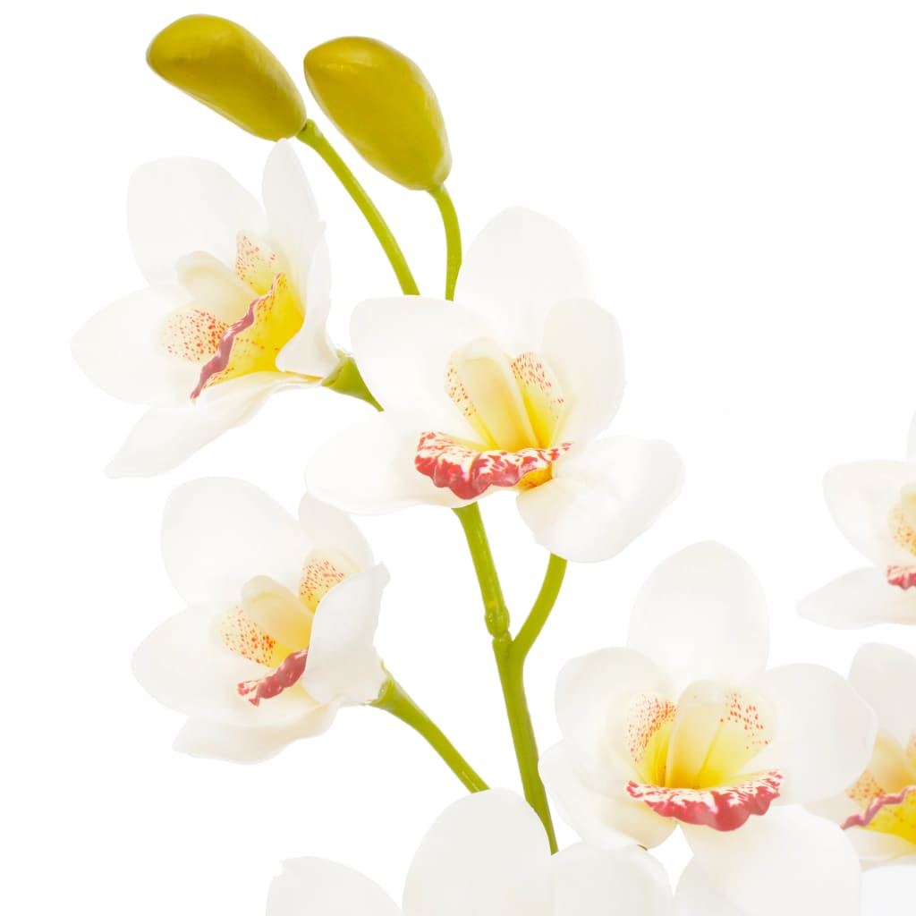 vidaXL Umelá rastlina orchidea s kvetináčom 90 cm biela