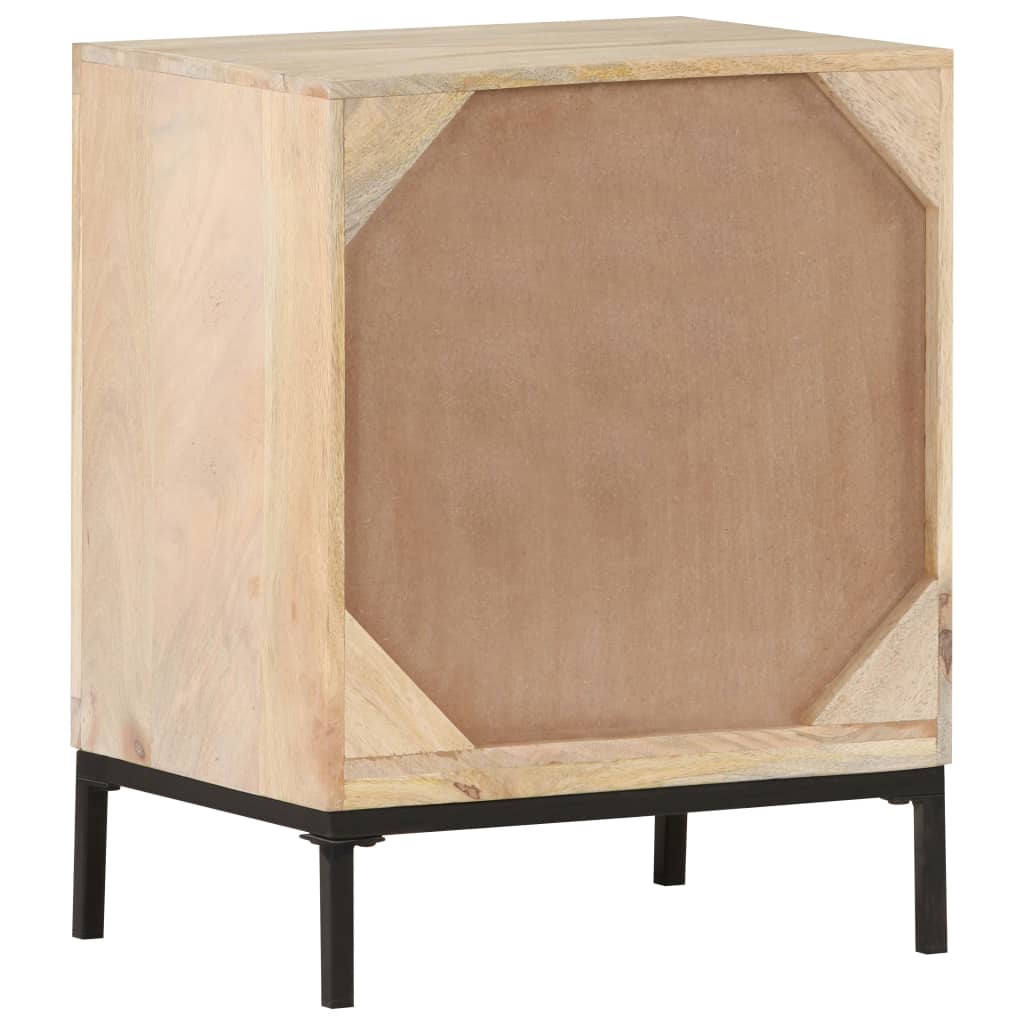 vidaXL Nočný stolík 40x30x50 cm mangovníkový masív a prírodný rákos
