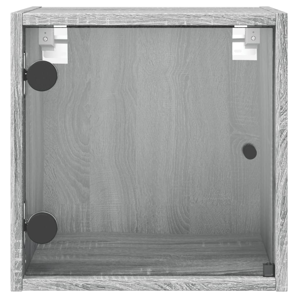 vidaXL Nočná skrinka so sklenenými dvierkami sivá sonoma 35x37x35 cm